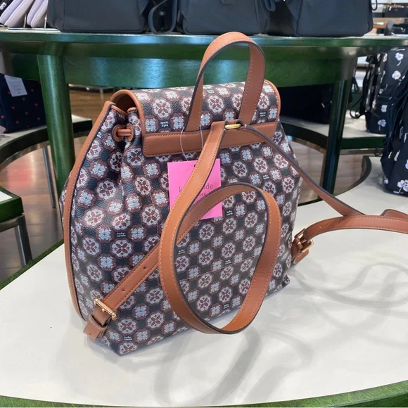 K9028 Kate Spade Flower Monogram Mia Flap Backpack